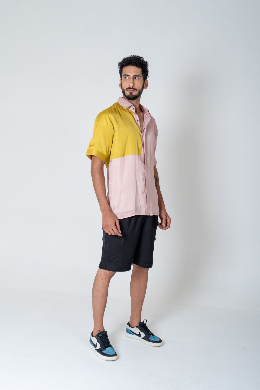 Pink-Yellow Color-Blocked Shirt