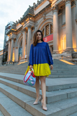 Blue-Neon Gather Short Dress