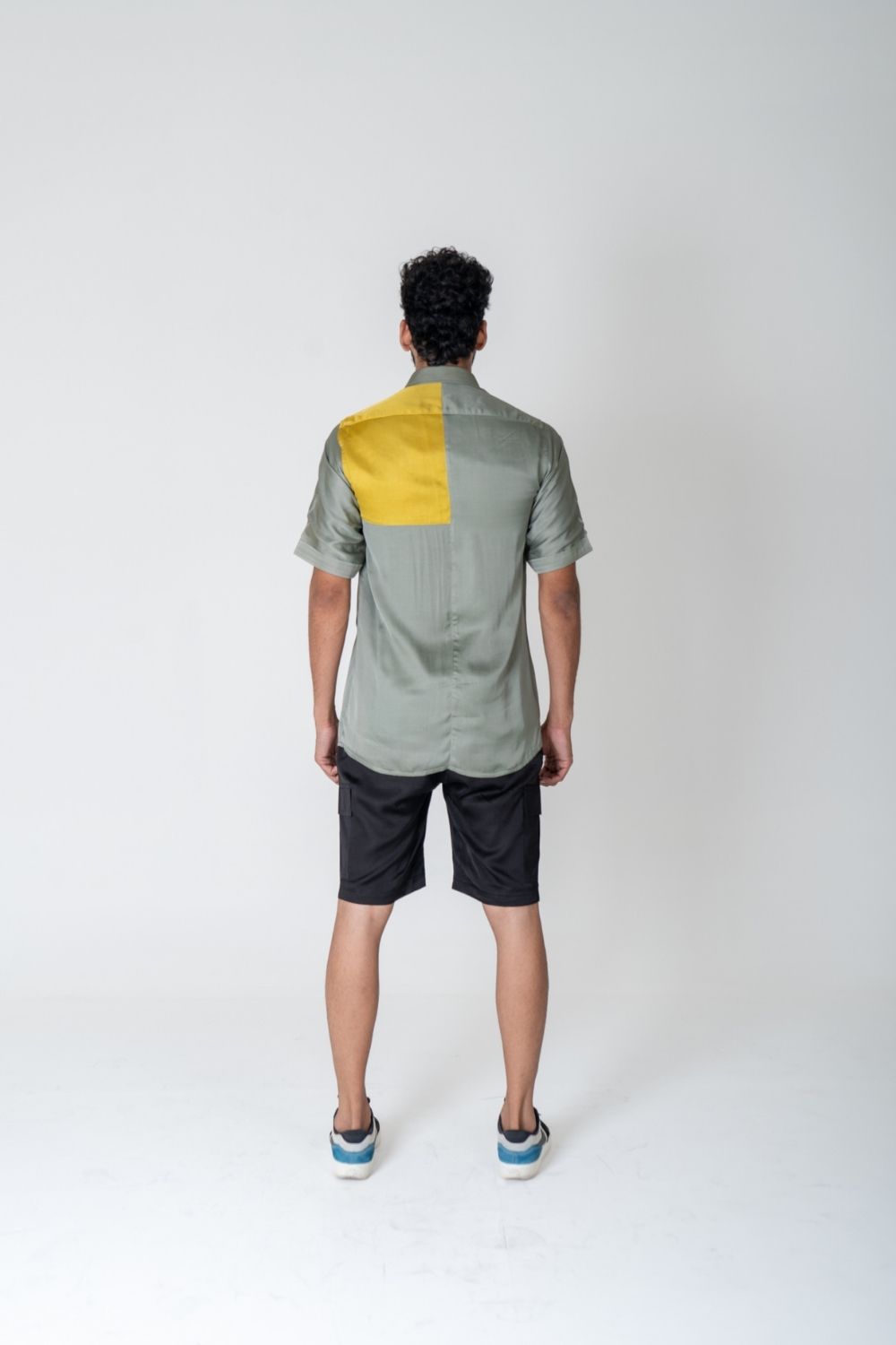 Green-Yellow Color-Blocked Shirt