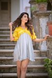 Yellow-Ice Blue Frill Dress