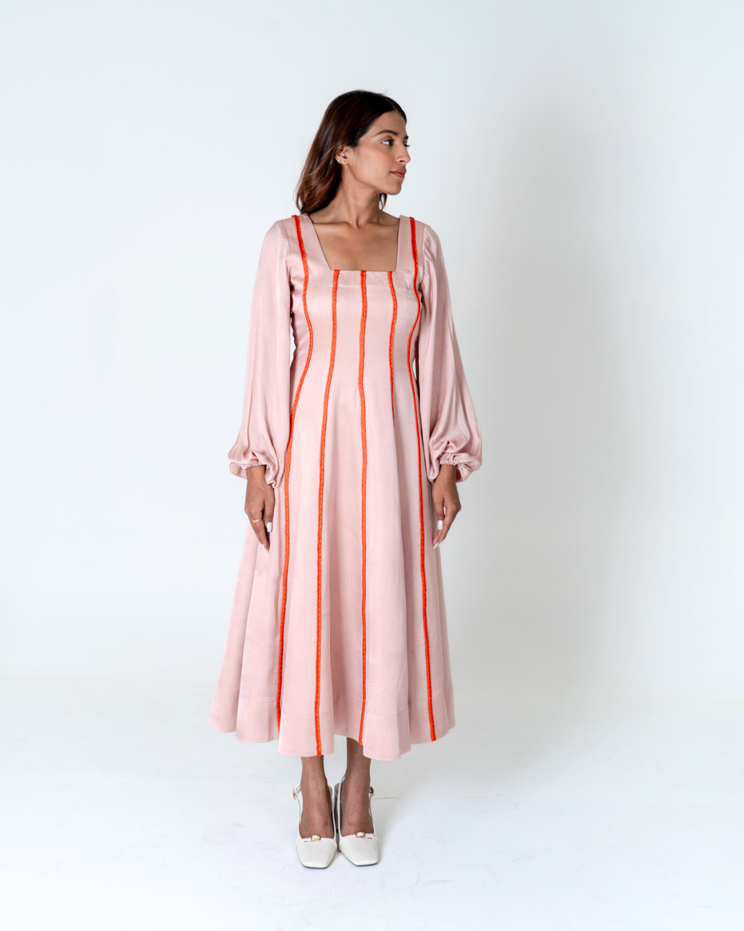 Pink Maxi Dress- Orange Braids