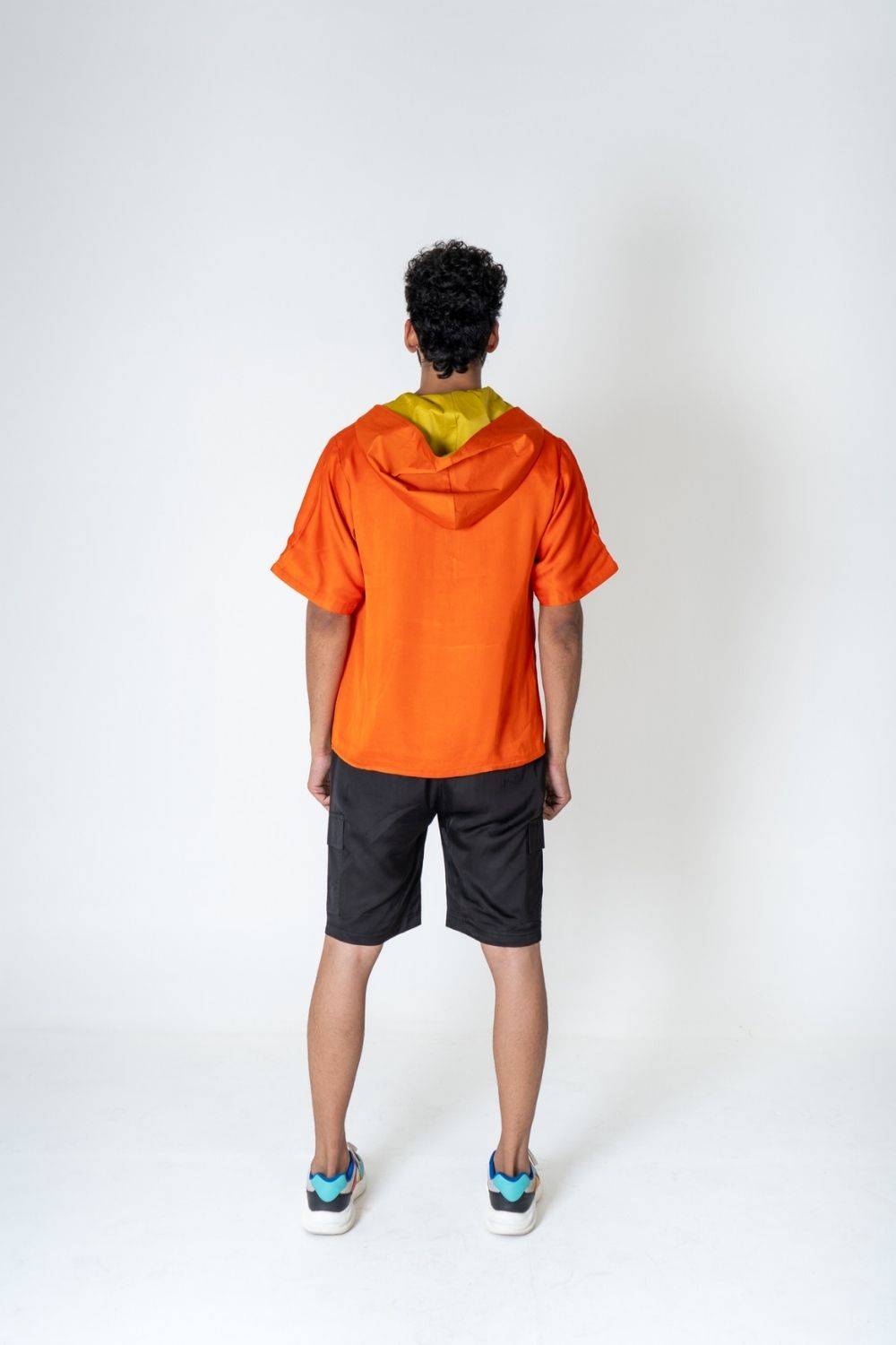 Orange-Yellow Color-Block Hoodie