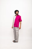 Grey-Wine Colorblocked Shirt