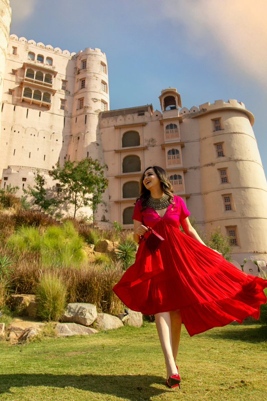 Red-Pink Asymmetrical Dress