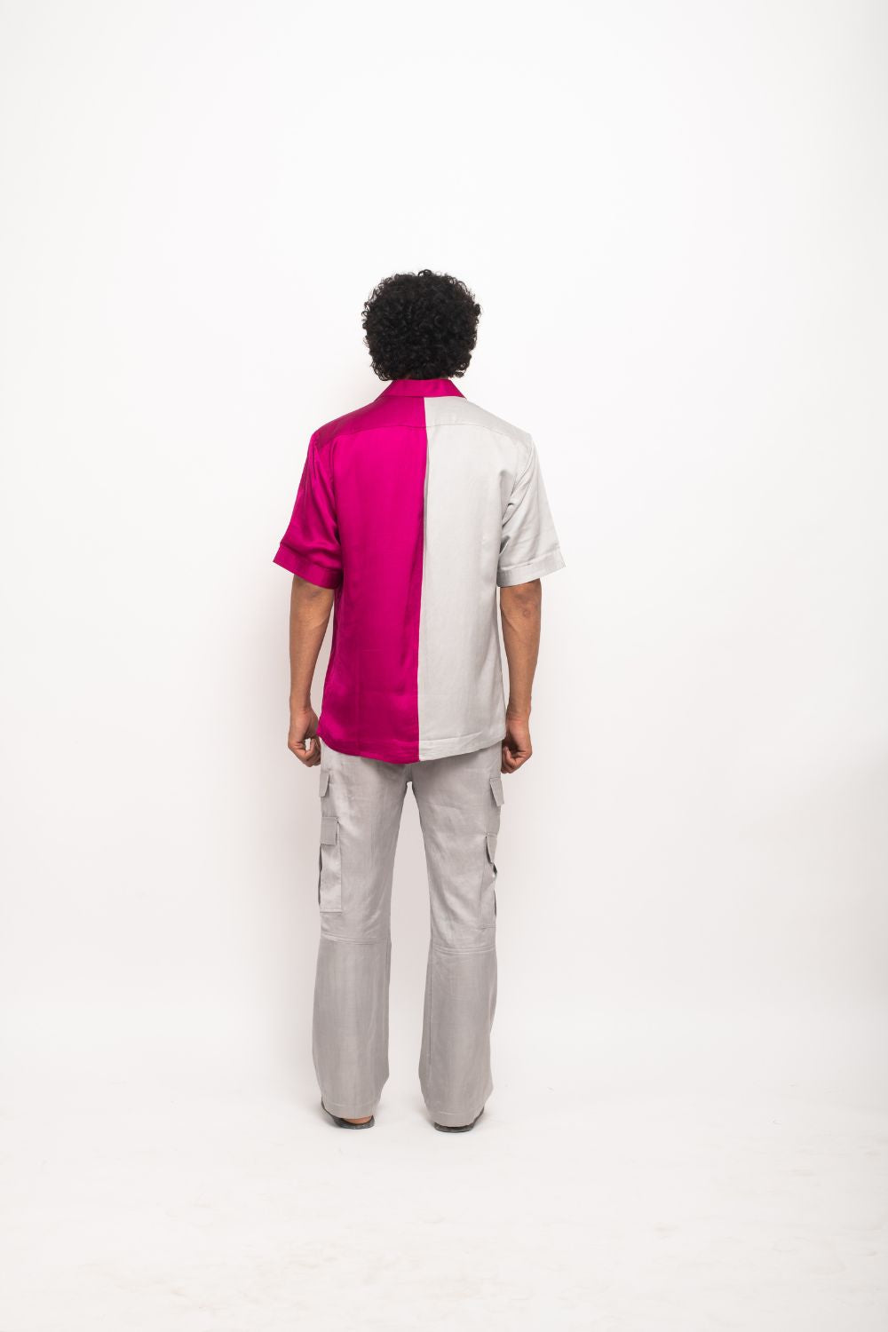 Grey-Wine Colorblocked Shirt