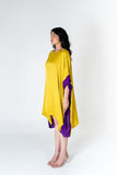 Yellow-Purple Short Kaftan Dress