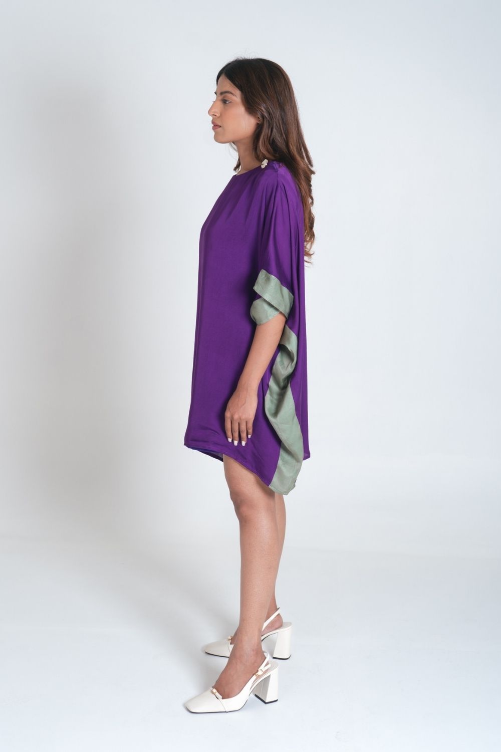 Purple- Green Short Kaftan Dress