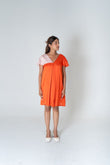 Orange-Pink Color-Block Short Dress