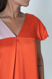 Orange-Pink Color-Block Short Dress