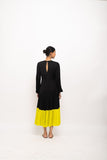 Black-Neon Gather Maxi Dress