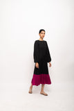 Black-Wine Gather Maxi Dress