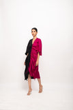 Black-Wine Kaftan Bodycon Dress