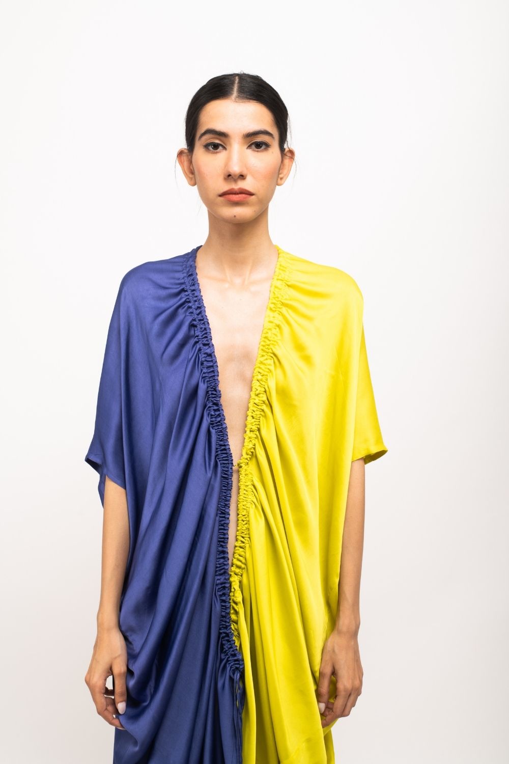 Blue-Neon Rouching Cape