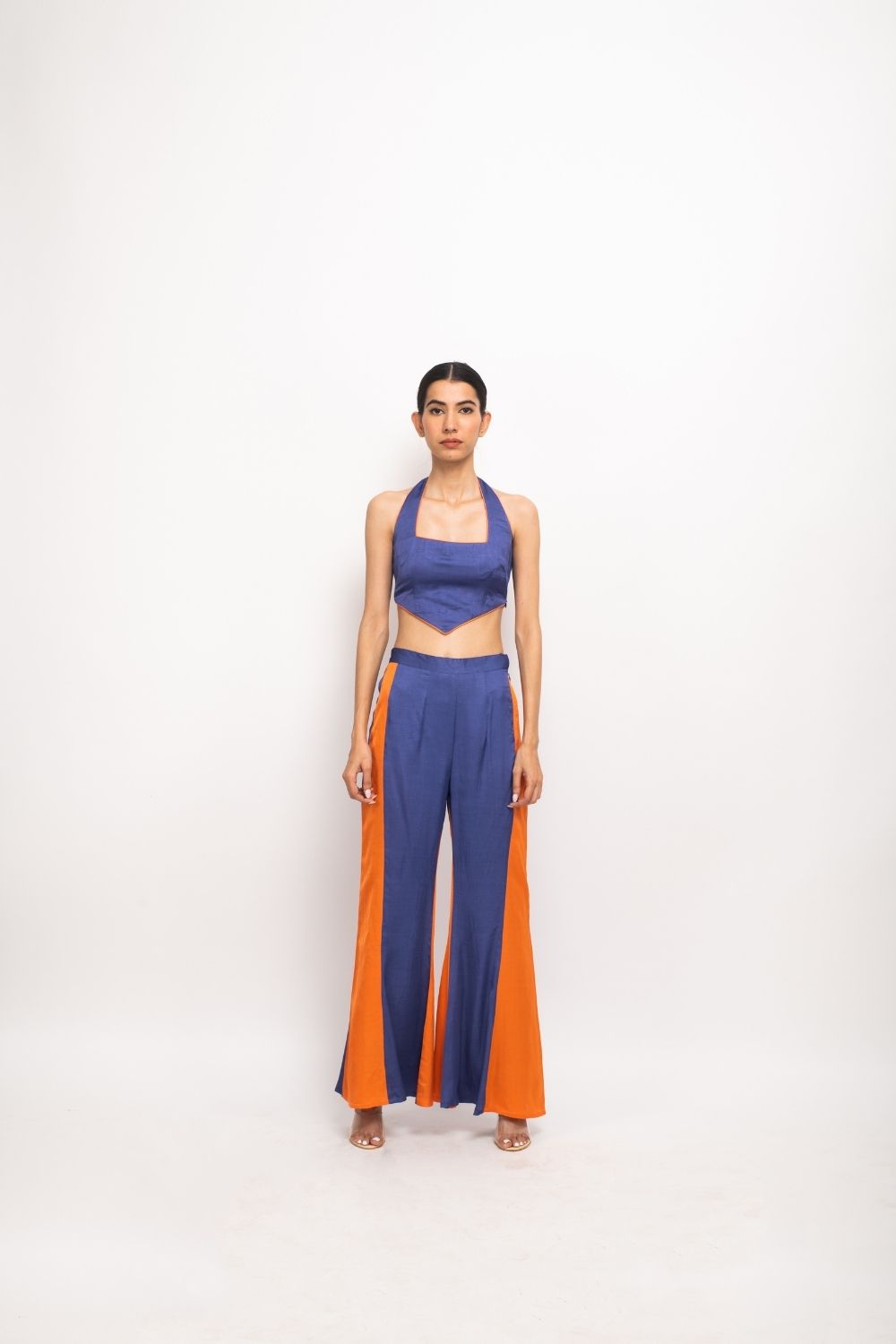 Blue-Orange Halter Neck Set