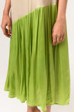 Ecru-Green Gather Dress