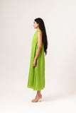 Ecru-Green Halter Neck Dress