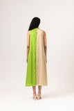 Ecru-Green Halter Neck Dress