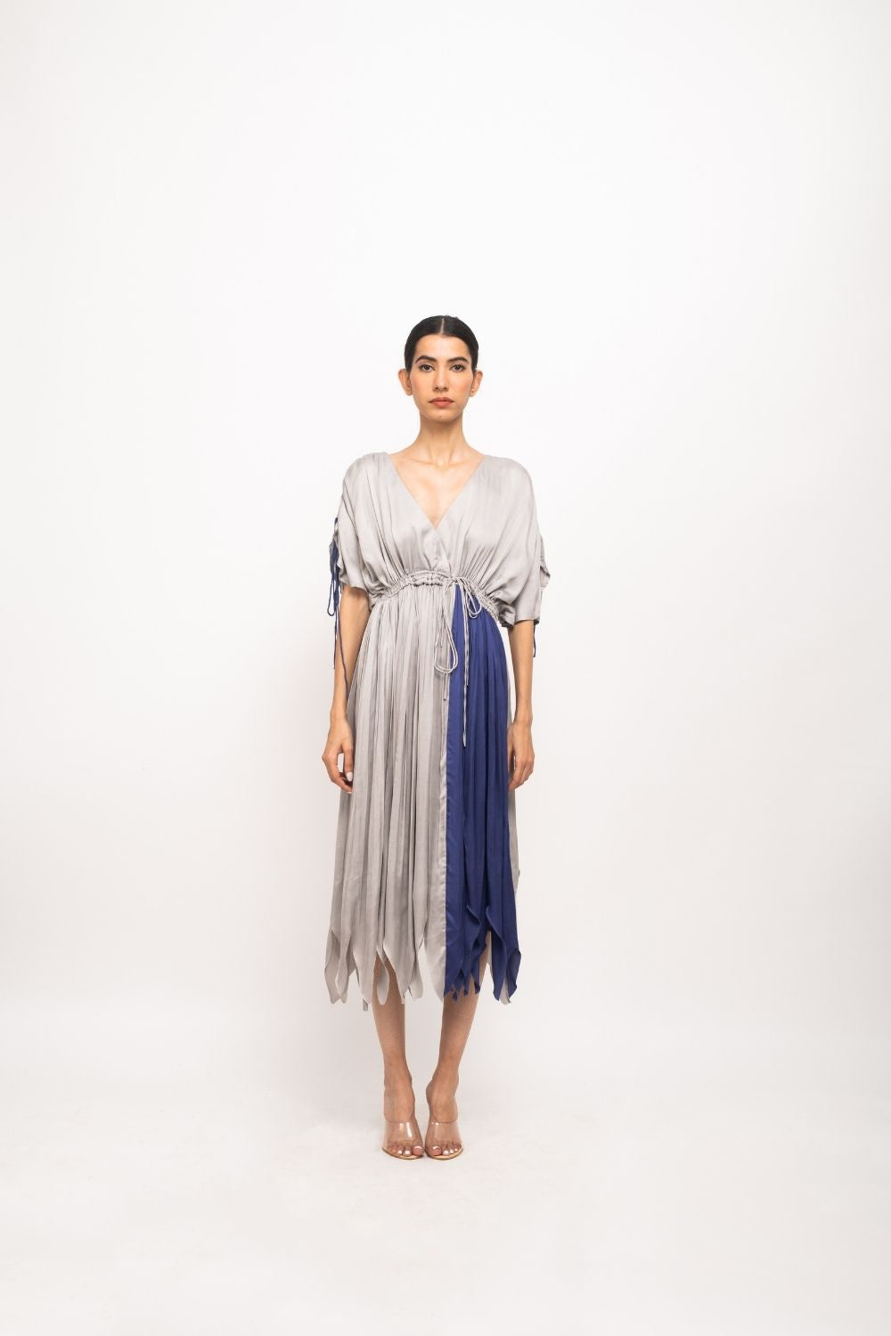 Grey-Blue Angrakha Dress