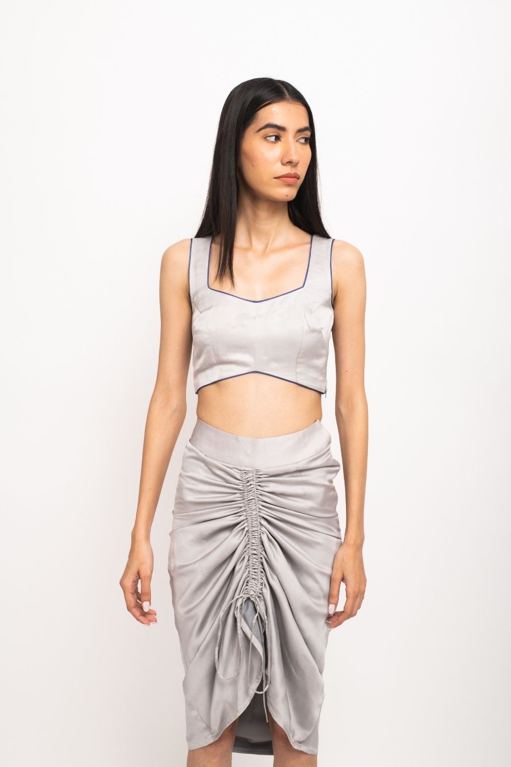 Grey-Blue Bustier Skirt Set