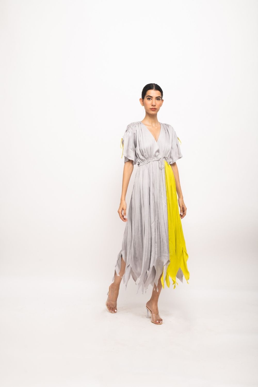 Grey-Neon Angrakha Dress