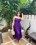 Color-Blocked Braided Sleeveless Purple Maxi Dress