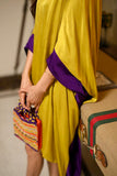 Yellow-Purple Short Kaftan Dress