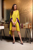 Yellow-Purple Short Kaftan Dress