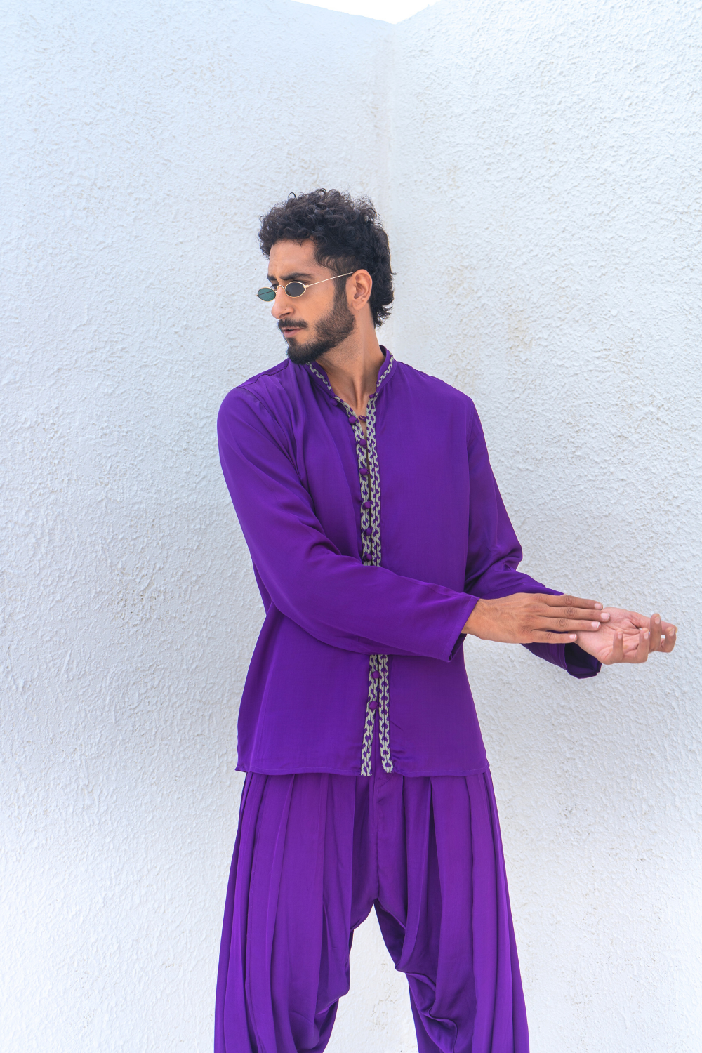 Purple-Green Braid Kurta