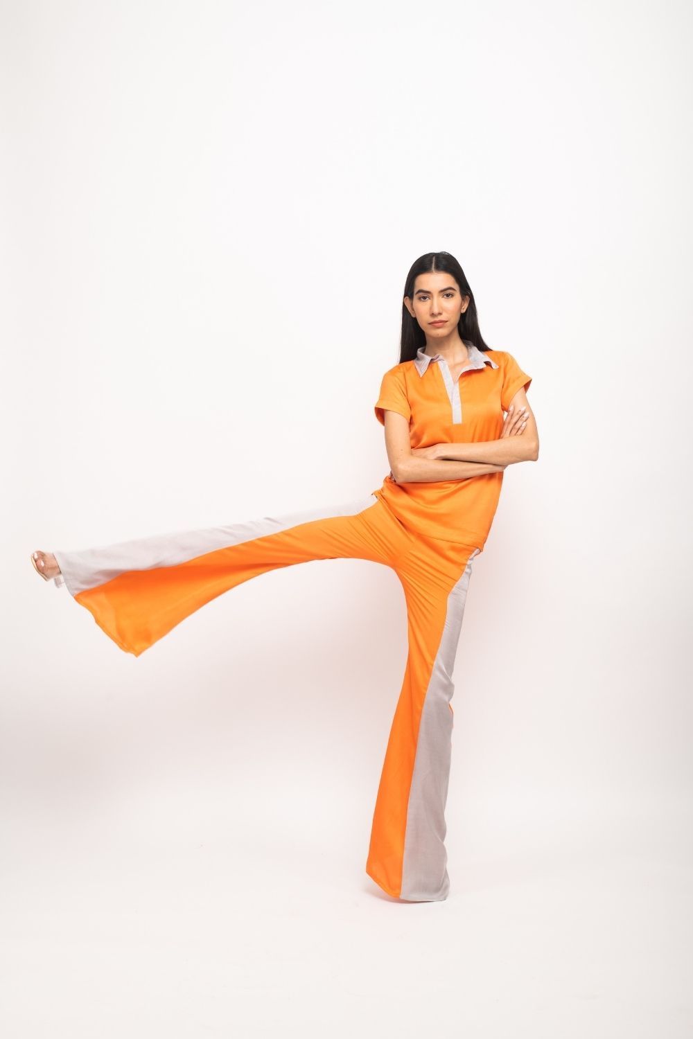 Orange-Grey Co-ord Set