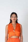 Orange Sleeveless Waistcoat Top