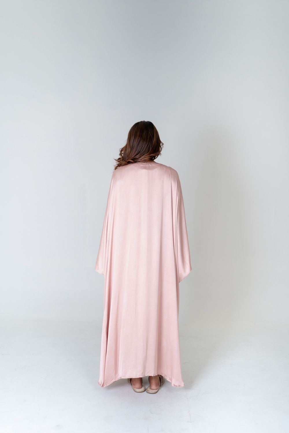 Pink-Green Braided Long Kaftan