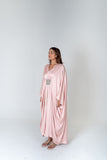 Pink-Green Braided Long Kaftan