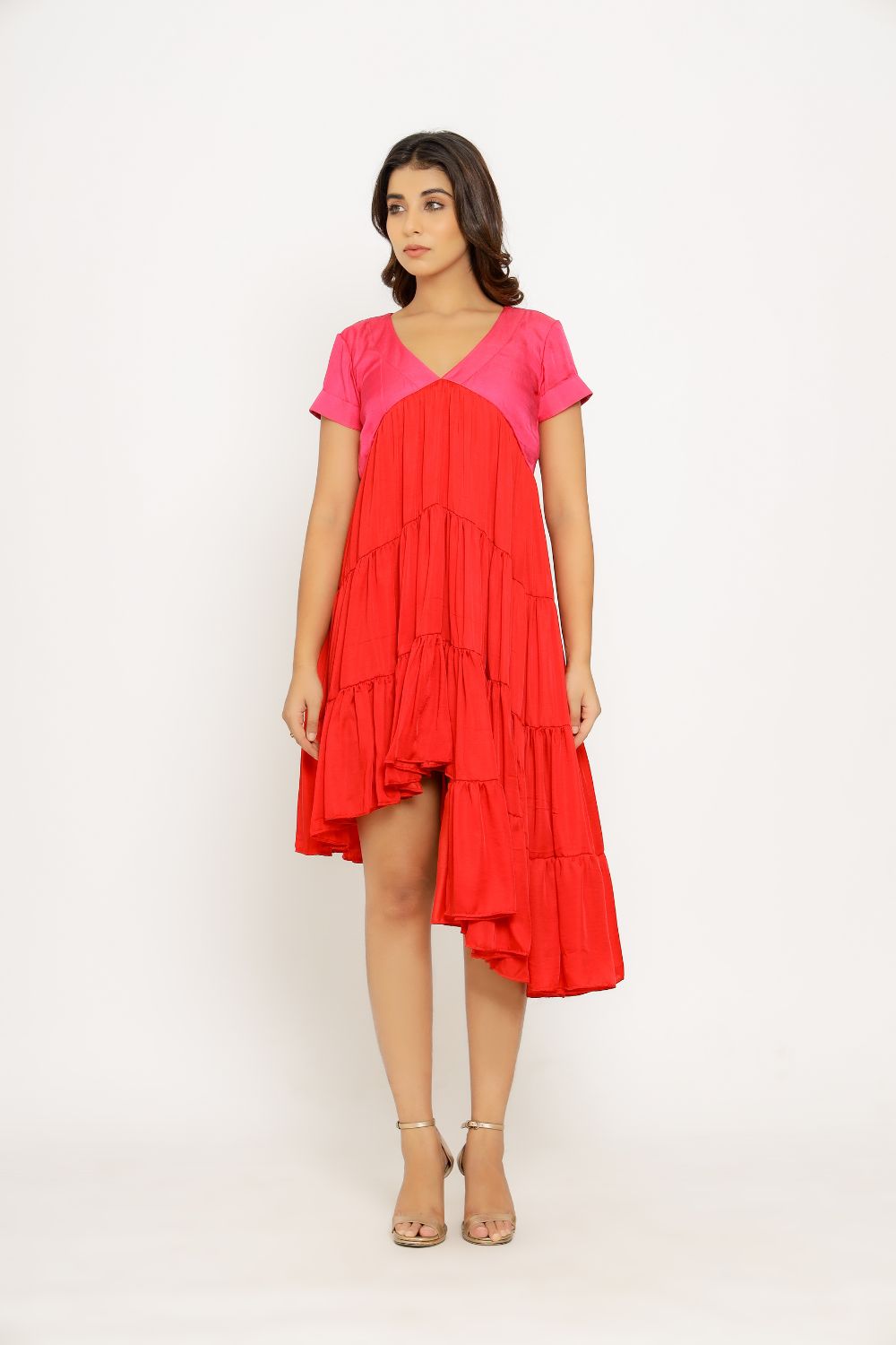 Red-Pink Asymmetrical Dress