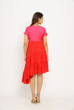 Red-Pink Asymmetrical Dress