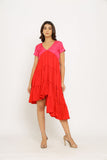 Red-Pink Asymmetrical Dress