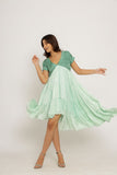 Teal-Tea Green Asymmetrical Dress