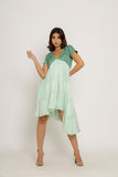 Teal-Tea Green Asymmetrical Dress