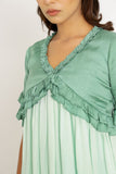 Teal-Tea Green Frill Dress