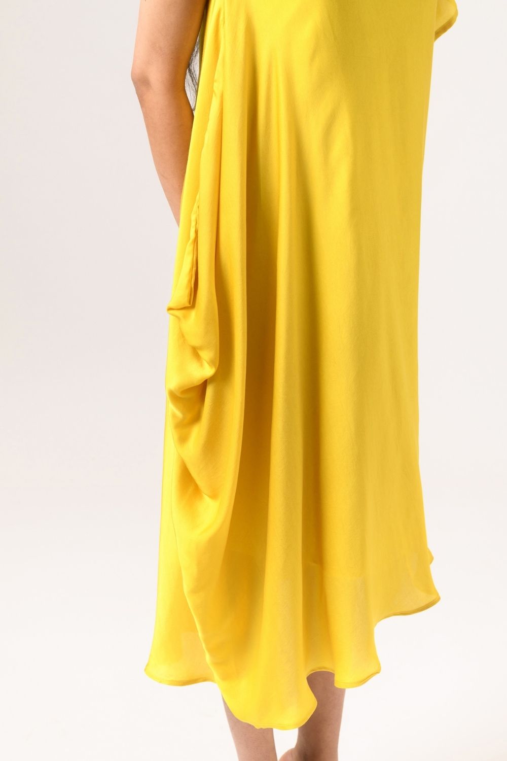 Wine-Yellow One Shoulder Dress