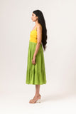 Yellow-Green Asymmetrical Gather Dress