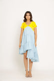 Yellow-Ice Blue Asymmetrical Dress